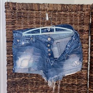 7 for all mankind distressed denim shorts